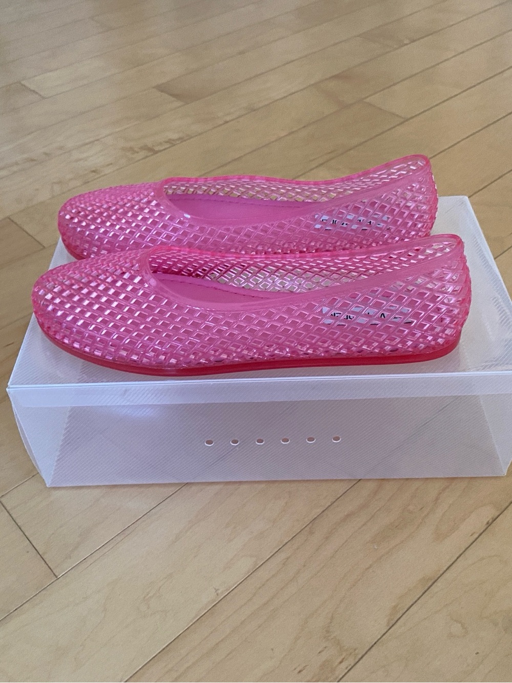 Steve Madden Gyzmo Perforated Pink Lattice Jelly Flats
